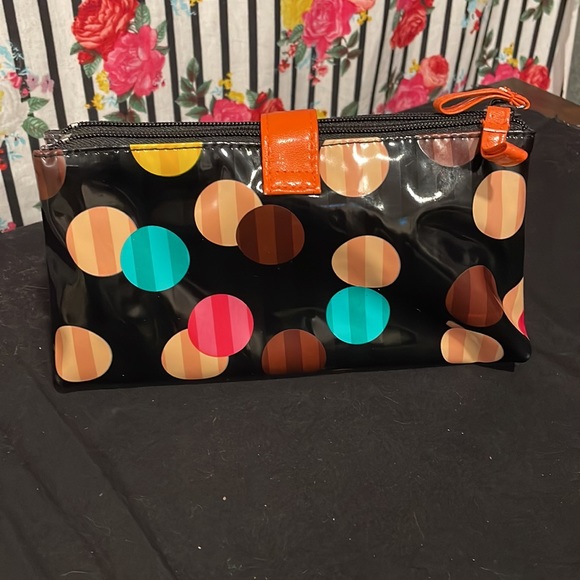 3/ $12 🌻 NWT! small striped polka dot makeup pouch - Picture 3 of 5